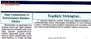 Basında Depotem 6 Deprem ve su depoları hakkında haber
